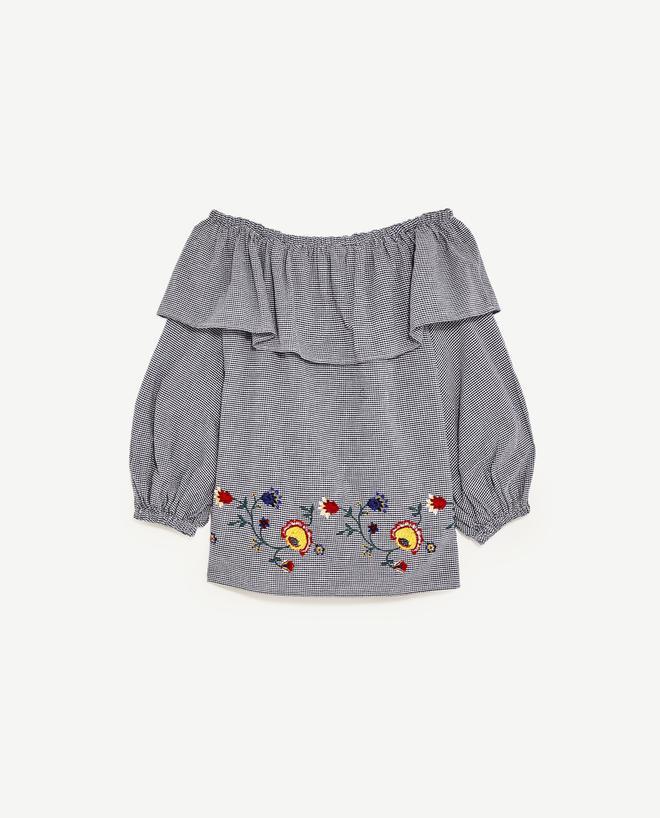 Blusa cuadros y flores de Zara