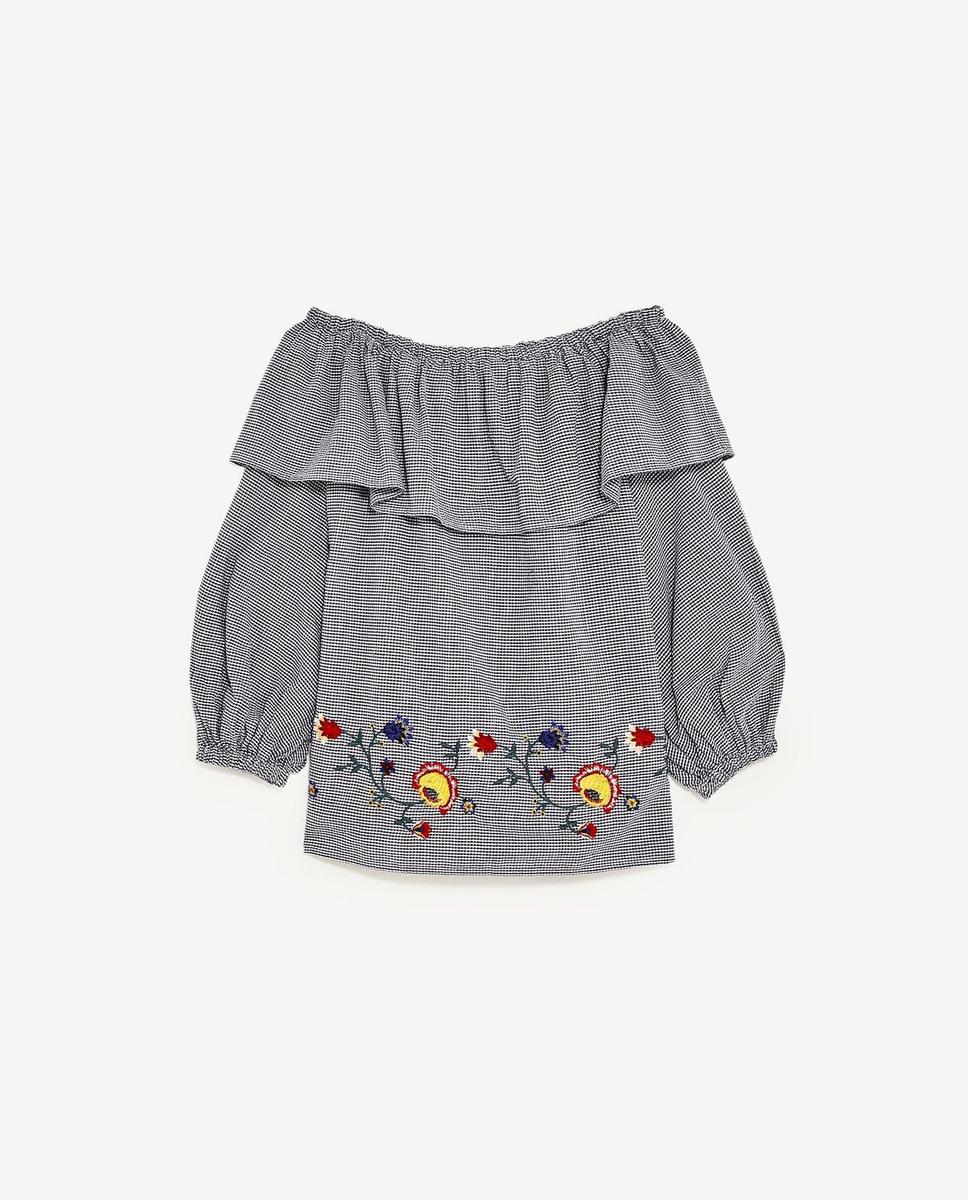 Blusa cuadros y flores de Zara