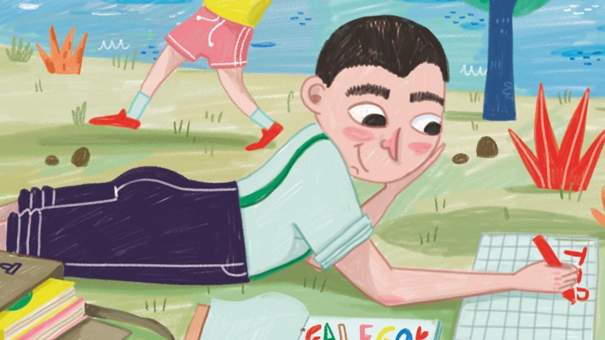 Ilustración sobre Florencio Delgado Gurriarán para as actividades escolares da RAG.   | // BLANCA MILLÁN