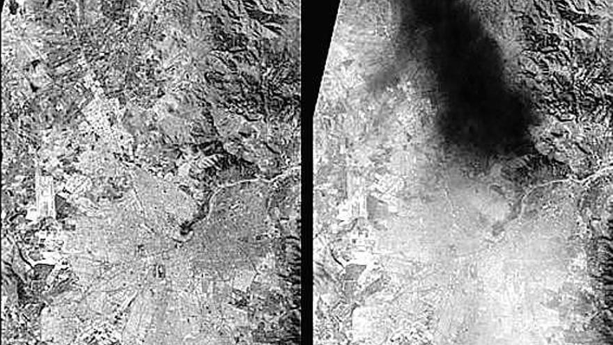 Una imagen por satélite de Chile antes y después del seísmo.