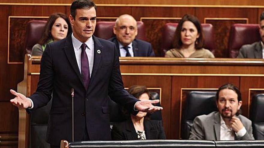 Pedro Sánchez, durant la seva intervenció a la sessió de control al Govern al Congrés.