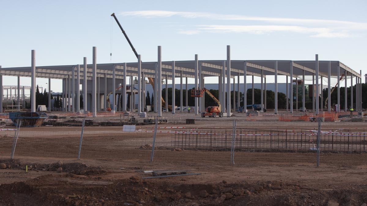 Obras de la nave logística de ALDI en Sagunt