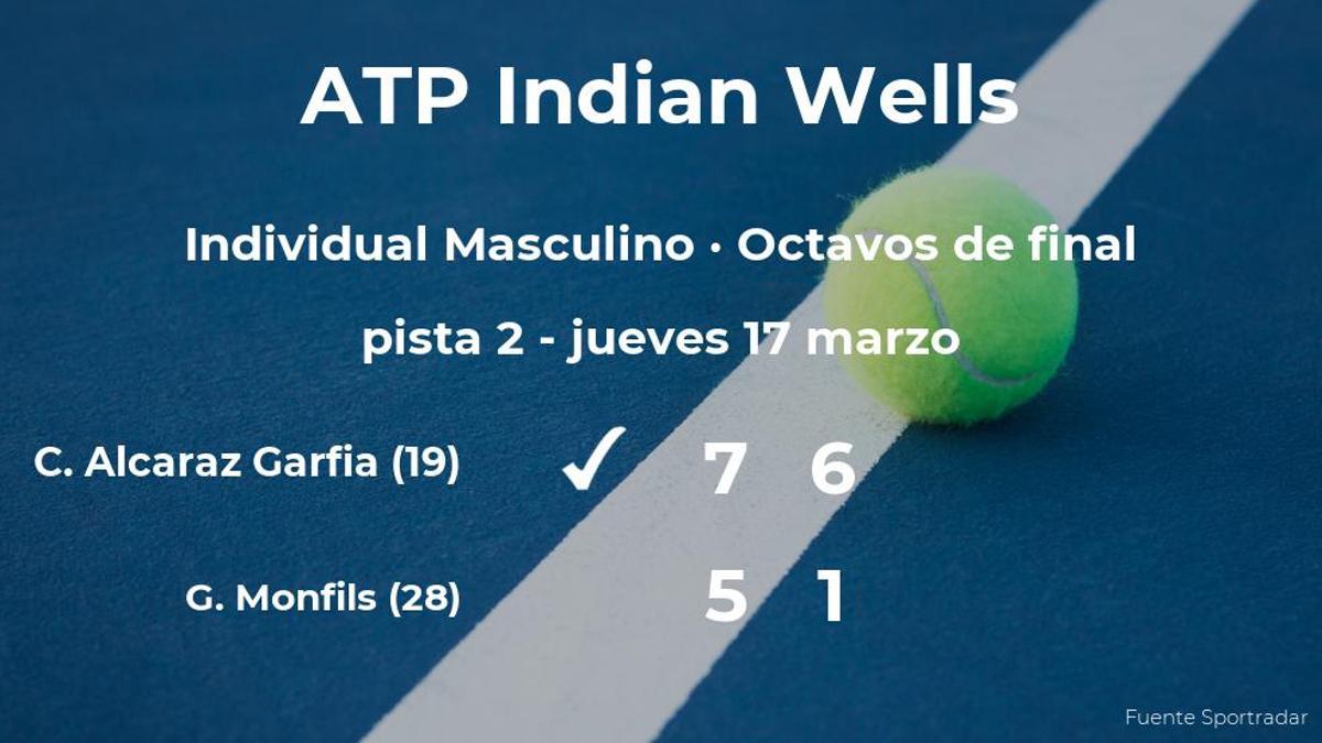 Carlos Alcaraz Garfia vence en los octavos de final del torneo ATP 1000 de Indian Wells