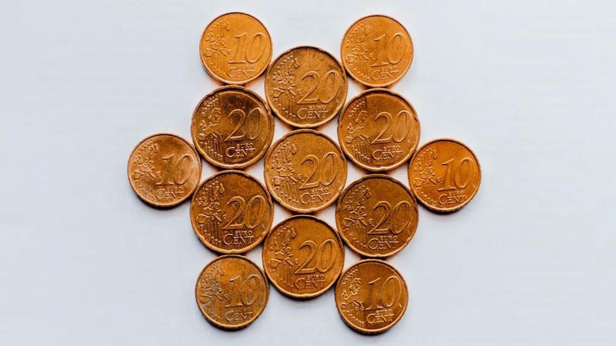 Moneda de 20 céntimos con exceso de cobre