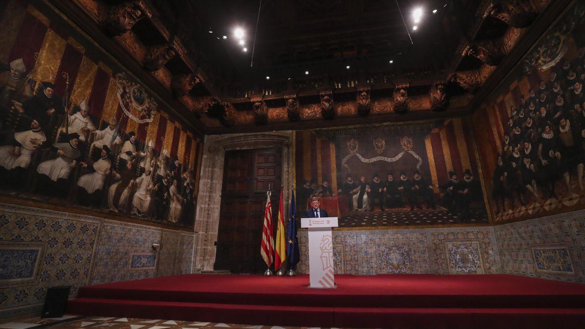 El presidente de la Generalitat durante el anuncio del nuevo Consell este sábado.