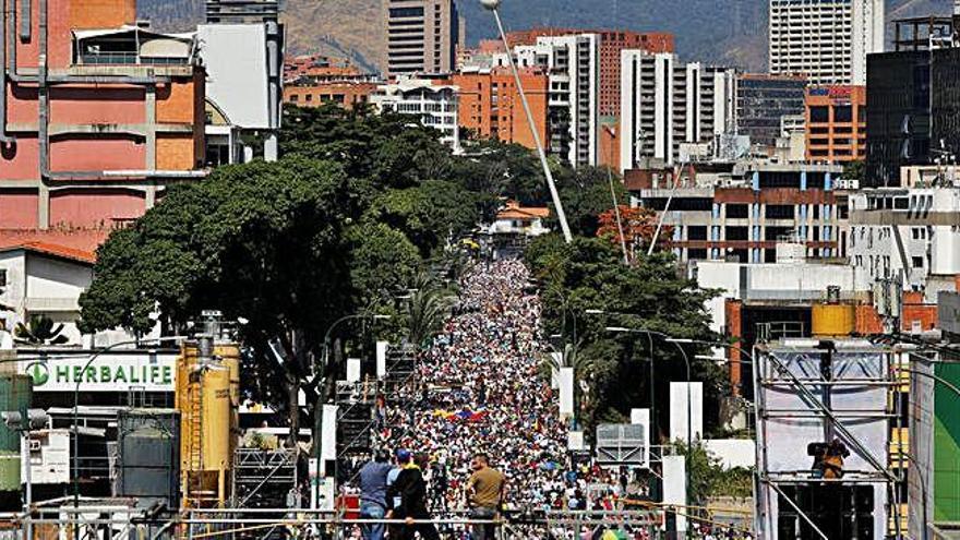Una imatge de la concentració a favor de Guaidó que es va fer a Caracas