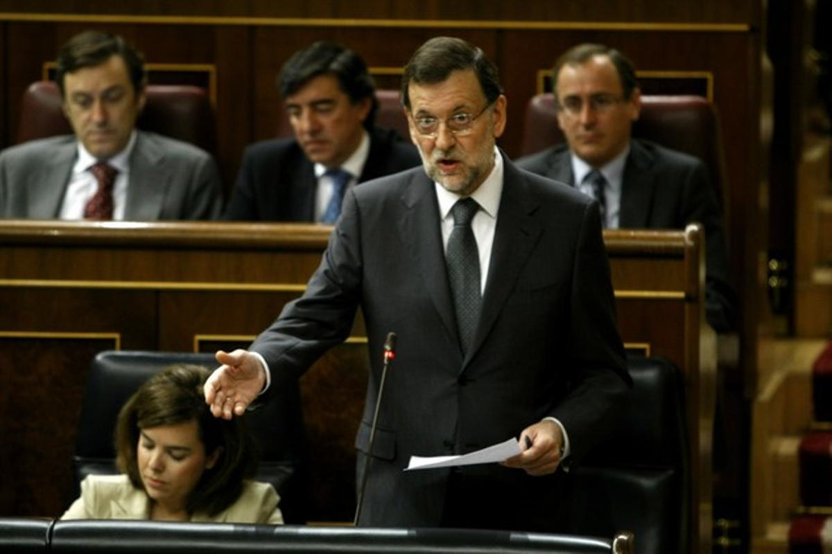 Mariano Rajoy, durant la sessió de control, aquest dimecres al Congrés.