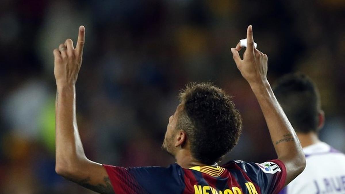 Neymar celebra un gol marcado al Valladolid, el pasado sábado.