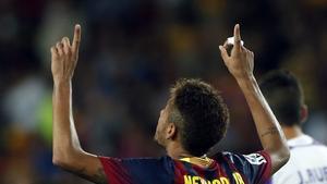 Neymar celebra un gol marcat al Valladolid, dissabte passat.