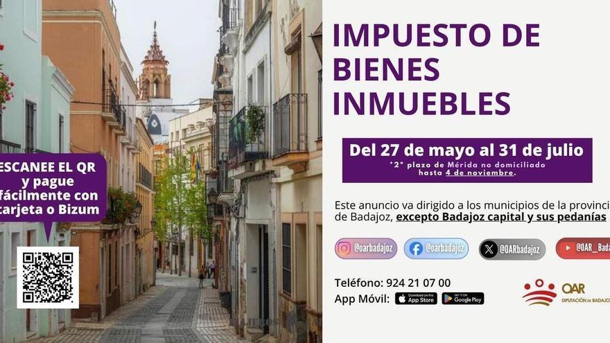 Arranca el plazo para el pago voluntario del IBI en la provincia, excepto Badajoz y sus pedanías