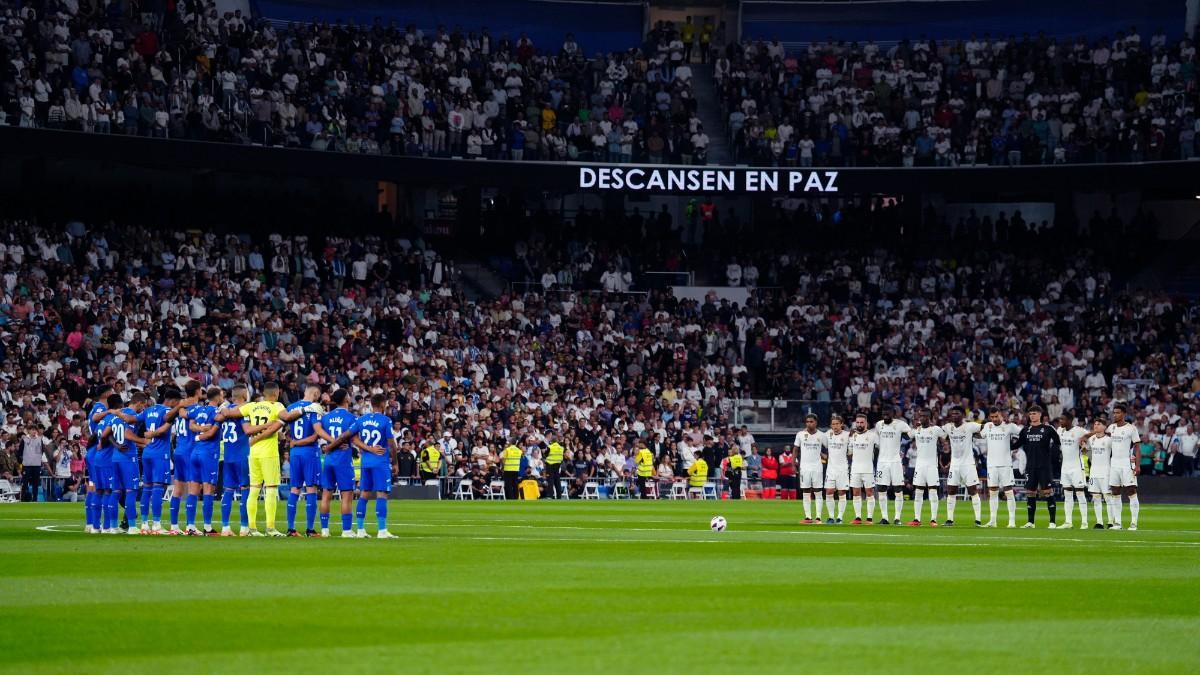 Minuto de silencio en el Santiago Bernabéu entre Real Madrid y Getafe