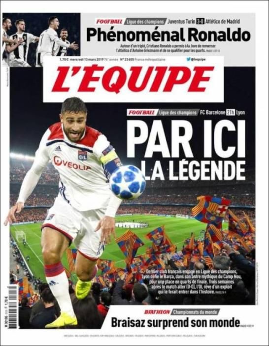 Portada L'ÉQUIPE miércoles 13 de marzo de 2019