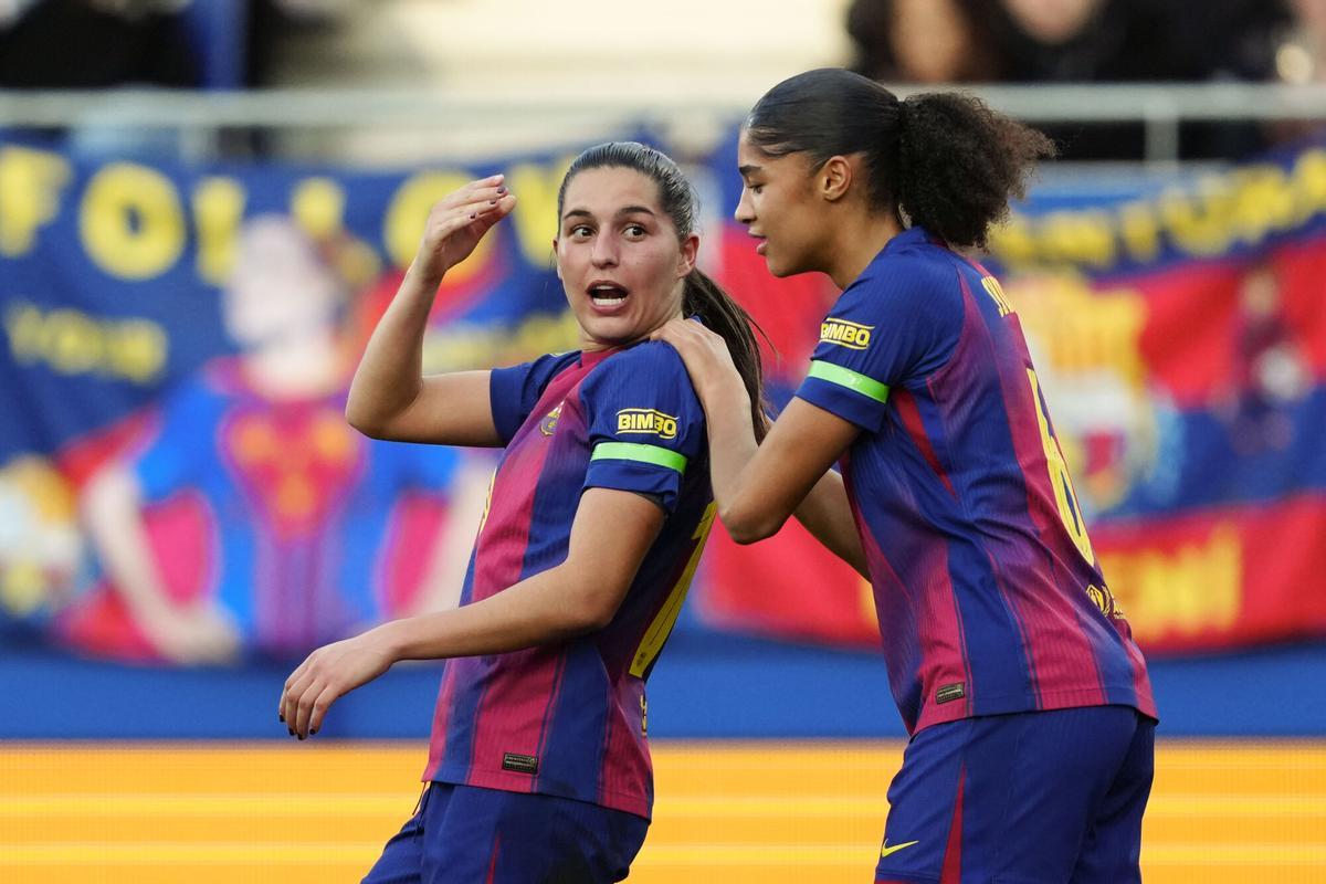 Kika Nazareth y Sydney Schertenleib, las autoras de los dos primeros goleos del Barça ante el Sevilla.