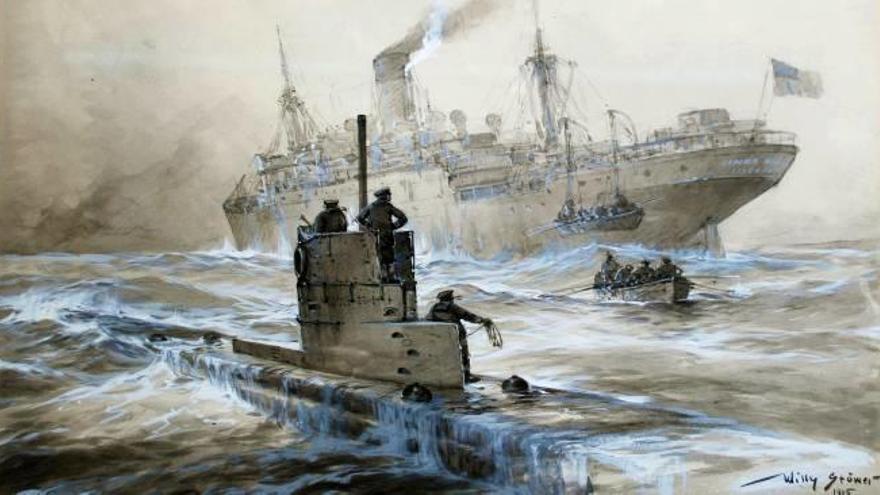Hundimiento de un buque estadounidense por un submarino alemán y anuncio de ostras frescas (Diario de Alicante, 7-2-1917).