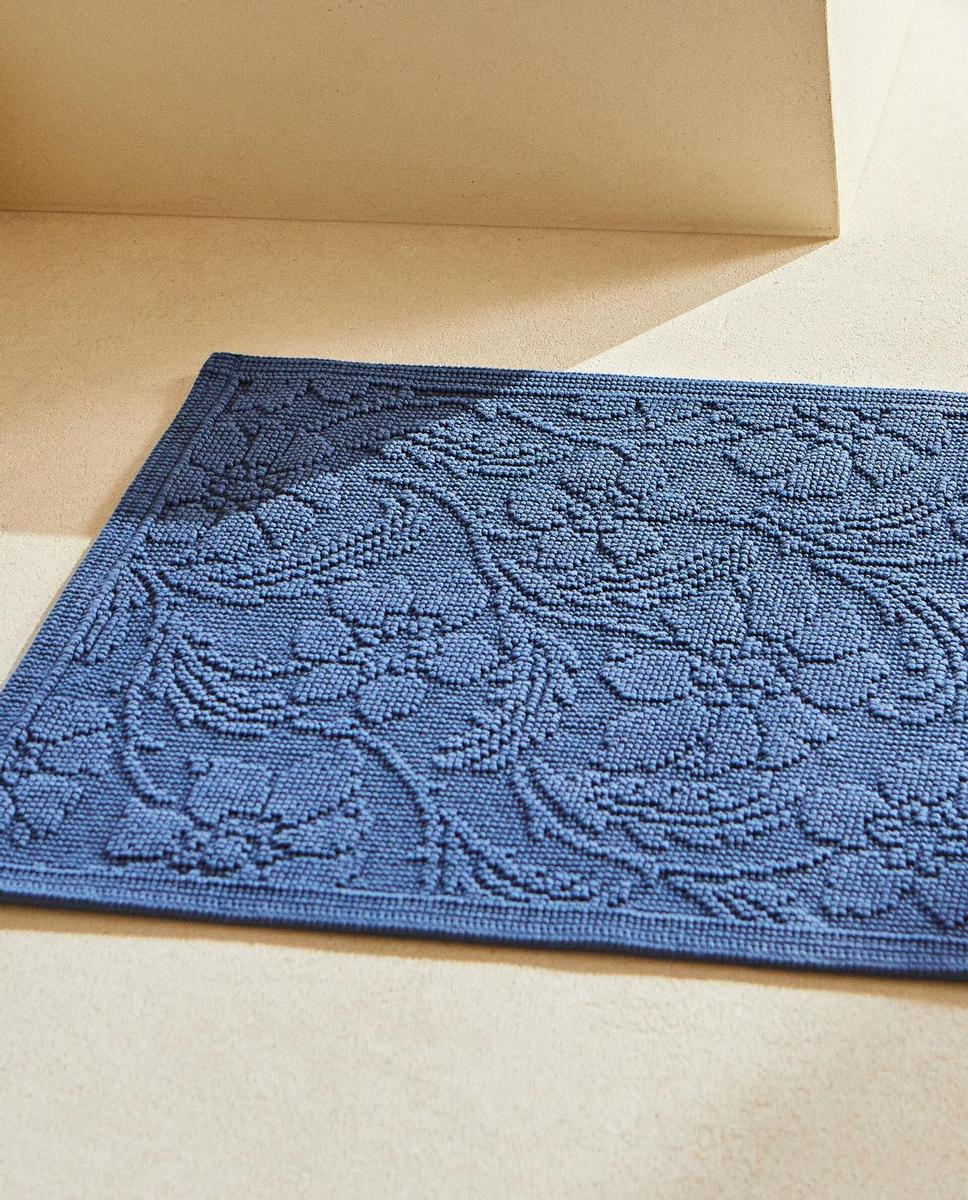 Alfombra de algodón con jacquard floral