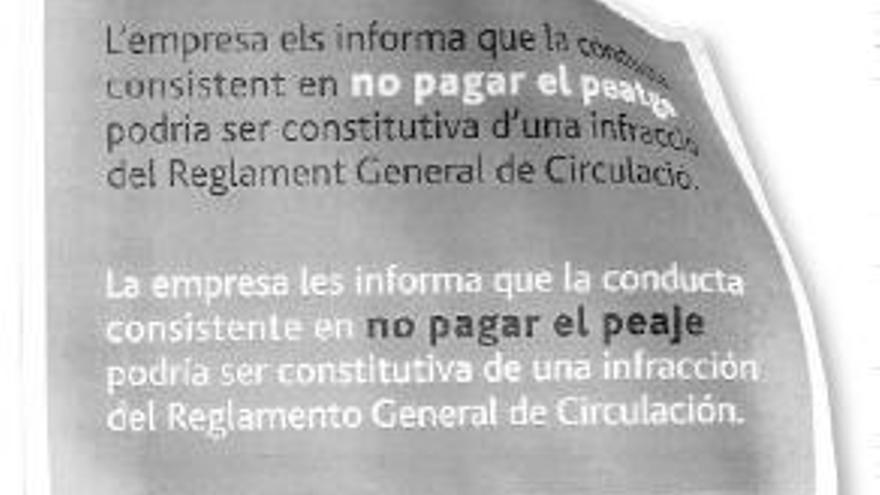 Avís Abertis adverteix sobre possibles sancions