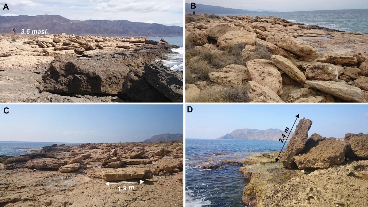 Rocas arrancadas por el tsunami estudiado en Murcia