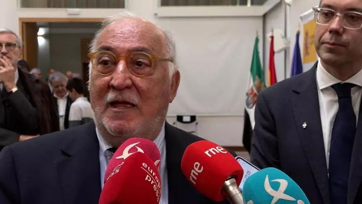 El director general de Tráfico, Pere Navarro, en declaraciones a los medios en Badajoz.