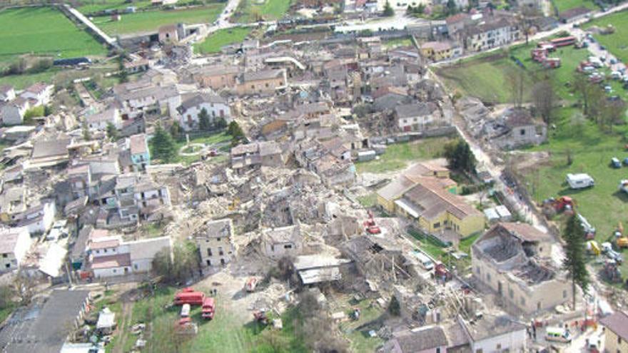 La localidad de Onna, destruida por el terremoto de L&#039;Aquila de 2009.