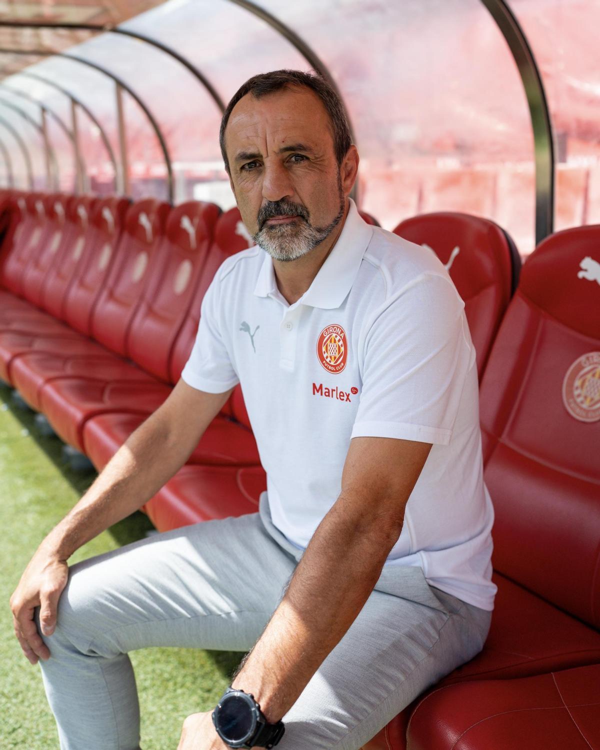 Quique Álvarez, nuevo entrenador del primer equipo del Girona, en Montilivi.