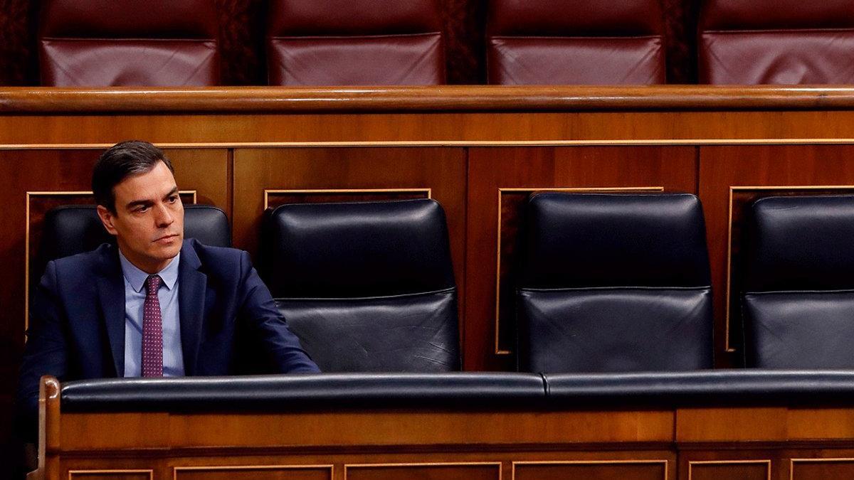 El presidente del Gobierno, Pedro Sánchez, durante la sesión de control al Ejecutivo, este miércoles en el Congreso