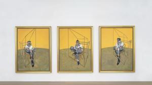 JLX01. BOGOTÁ (COLOMBIA), 12/11/2013.- Una imagen sin fechar cedida por la casa de subastas Christies de Nueva York muestra el tríptico de Francis Bacon, Tres estudios de Lucien Freud. El tríptico que el pintor Francis Bacon dedicó en 1969 a su amigo y famoso pintor Lucian Freud fue subastado hoy, martes 12 de noviembre de 2013, en Nueva York (Estados Unidos) por 127 millones de dólares, batiendo así el récord en el precio de un cuadro del artista y convirtiéndose así en uno de los diez cuadros más caros de la historia. EPA/CHRISTIES/ARCHIVO/SOLO USO EDITORIAL/NO VENTAS ARCHIVO EEUU SUBASTAS. ARTE CONTEMPORANEO. SUBASTAS. PINTURA