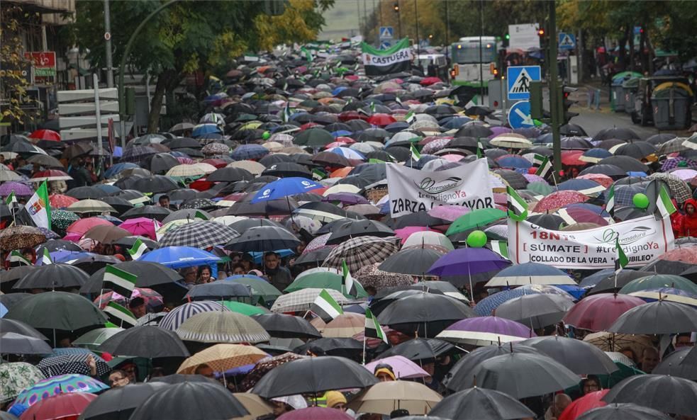 La manifestación por un tren digno para Extremadura en imágenes