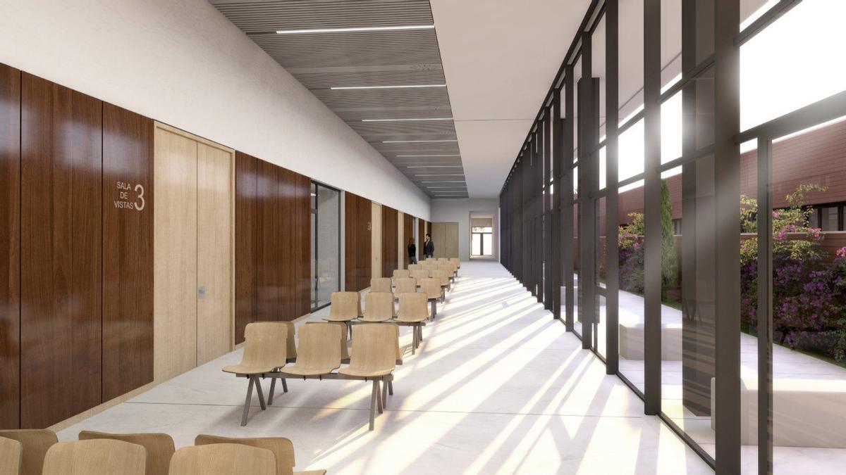 Recreación del interior de la nueva sede judicial