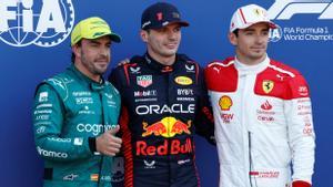 Alonso, Verstappen y Leclerc, los tres primeros de la calificación de Mónaco.