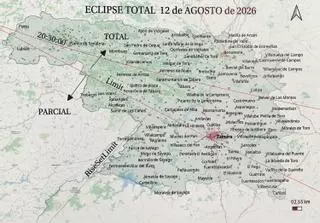 El mapa que divide Zamora ante el eclipse: estos son los pueblos donde será total