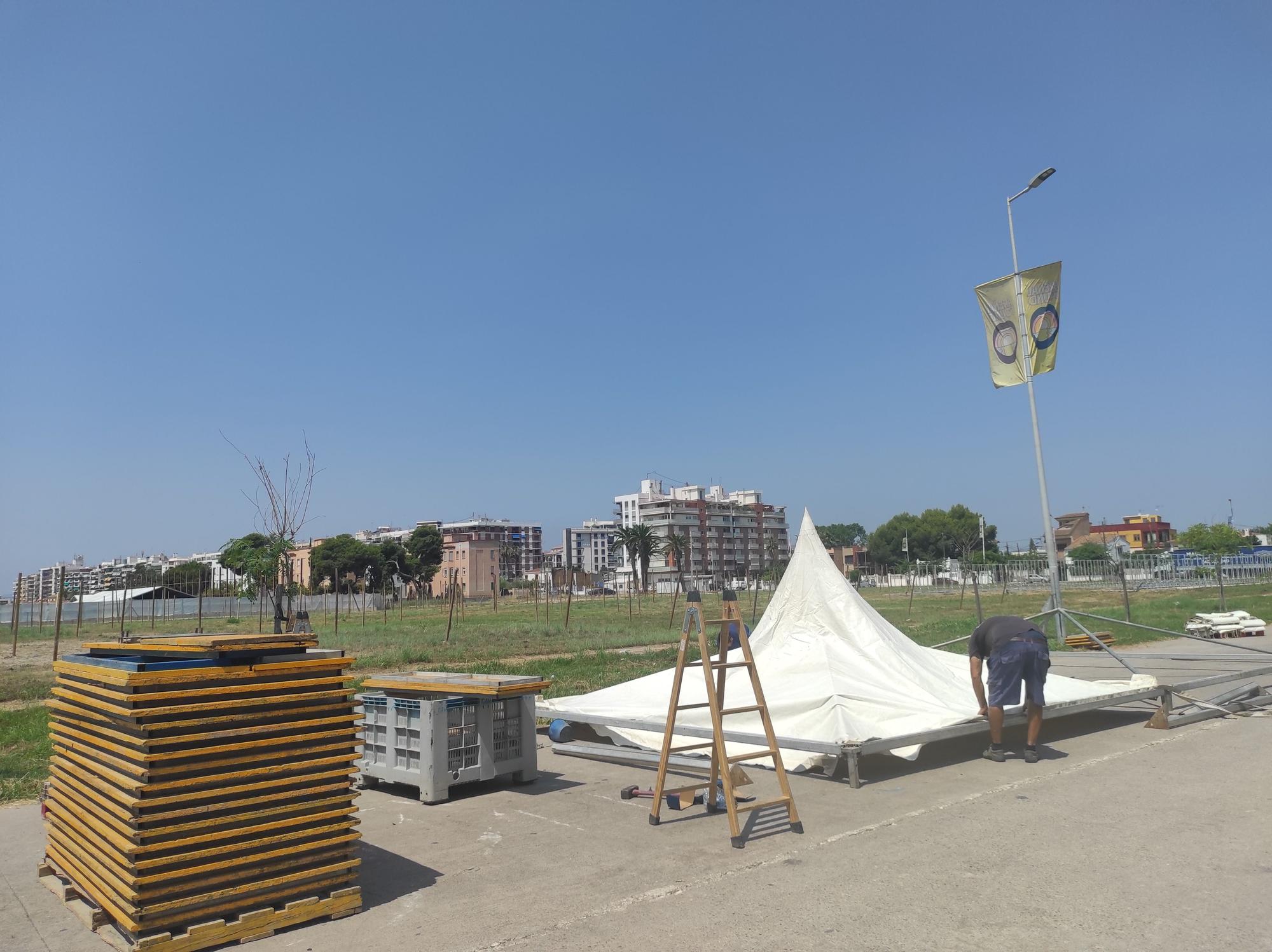 El montaje del Arenal Sound va tomando forma en Burriana