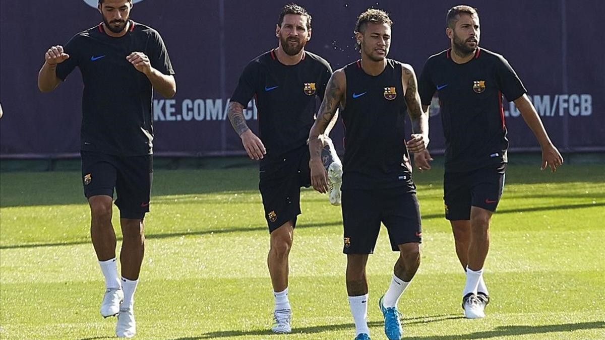 El Barça, en uno de sus primeros entrenamientos.