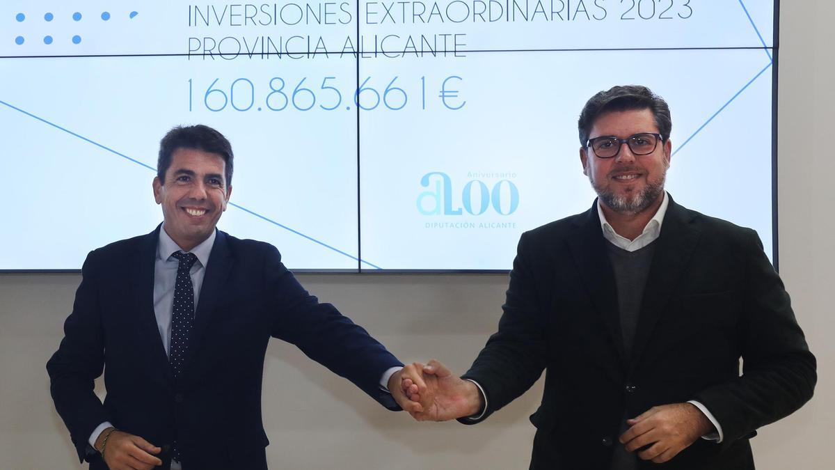 Carlos Mazón y Javier Gutiérrez, entonces diputado provincial con Cs y ahora en las Corts con el PPCV
