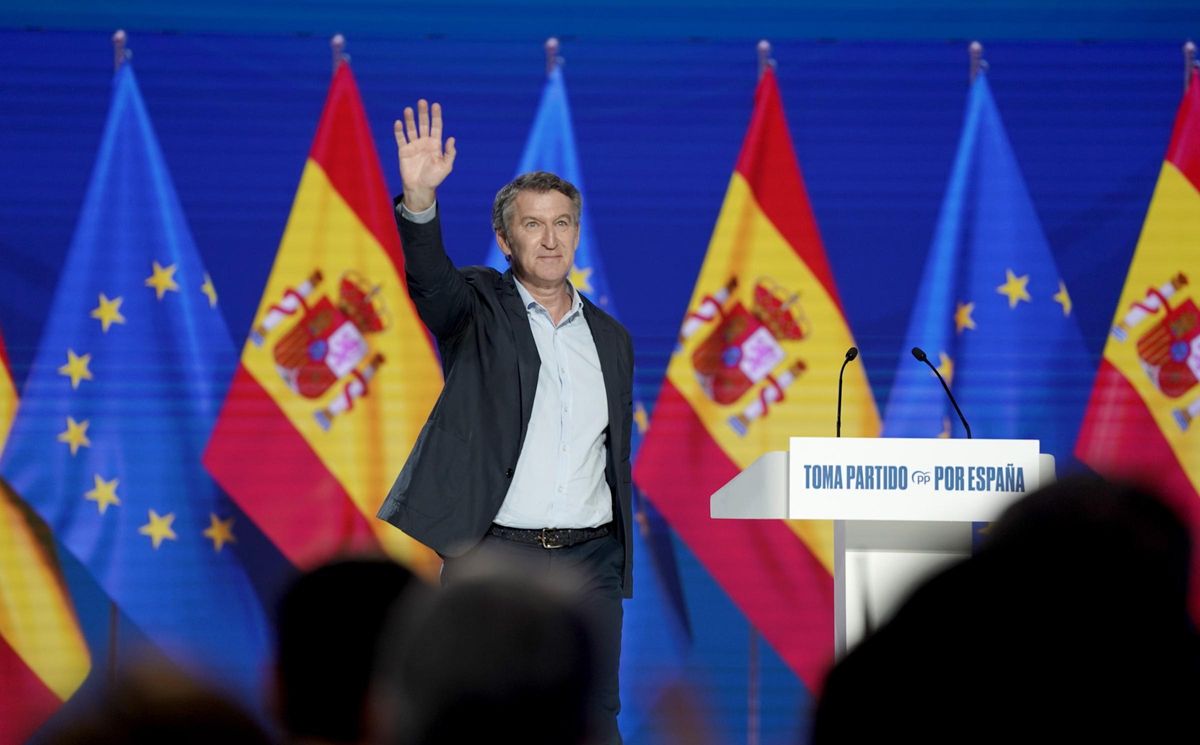 Alberto Núñez Feijóo, durante su intervención en el Congreso Nacional del PP.