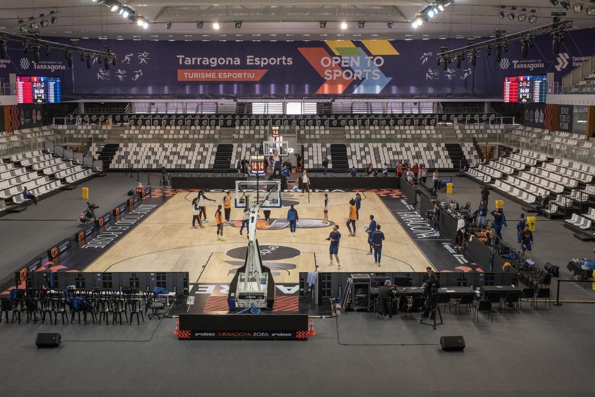 Entrenamiento del Valencia Basket que se ha realizado este jueves, antes de la celebración de la Copa de la Reina en Tarragona.