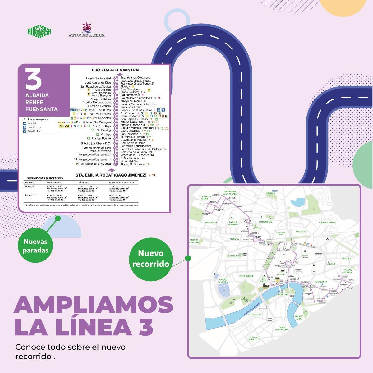 Recorrido de Aucorsa en la línea 3.