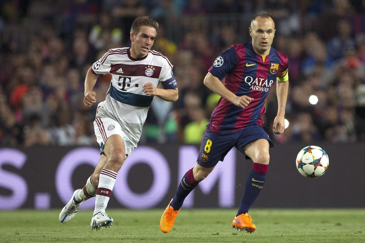 Lahm, durante un partido contra el Barça