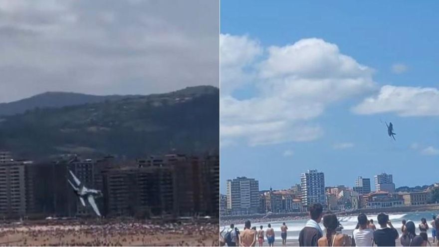 Krasser Moment bei Flugshow in Spanien: Kampfjet-Pilot verliert vor Badestrand die Kontrolle