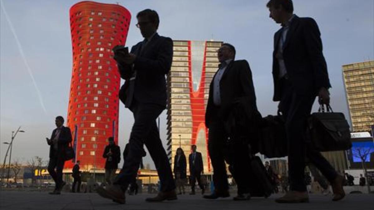 Visitantes de la edición del Mobile World Congress del 2016.