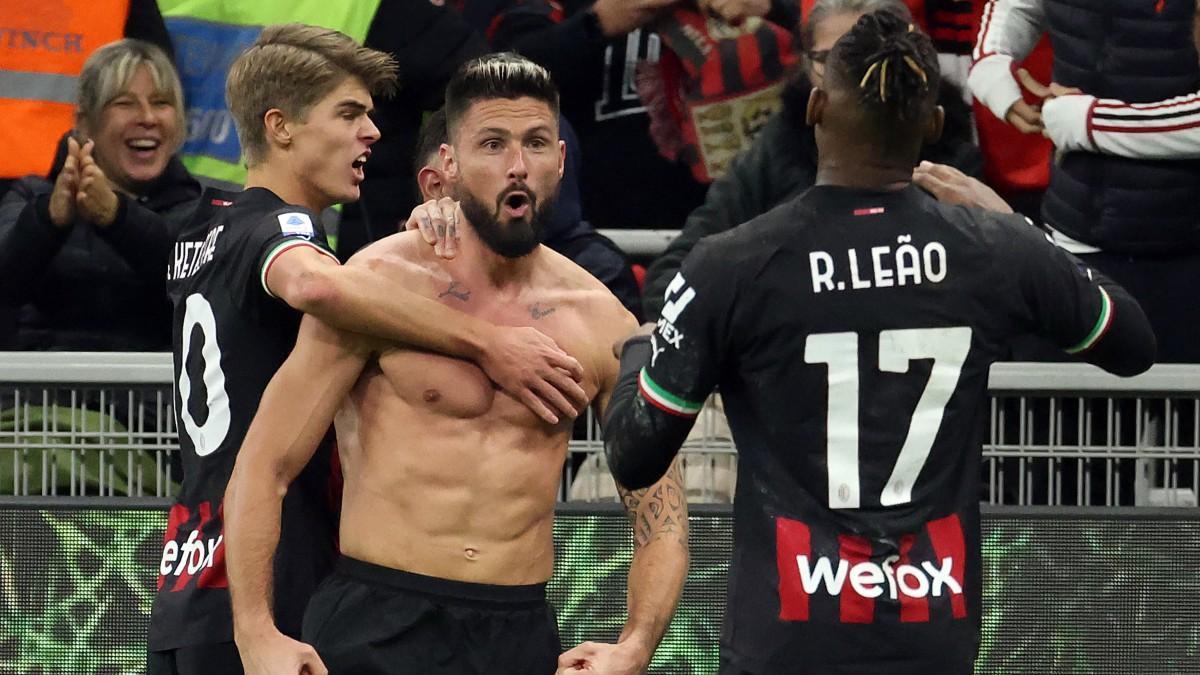 Giroud celebra el gol de la victoria ante el Spezia