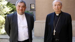 Daniel Palau, obispo de Lleida (izquierda), junto con el administrador apostólico de la diócesis, Salvador Giménez.