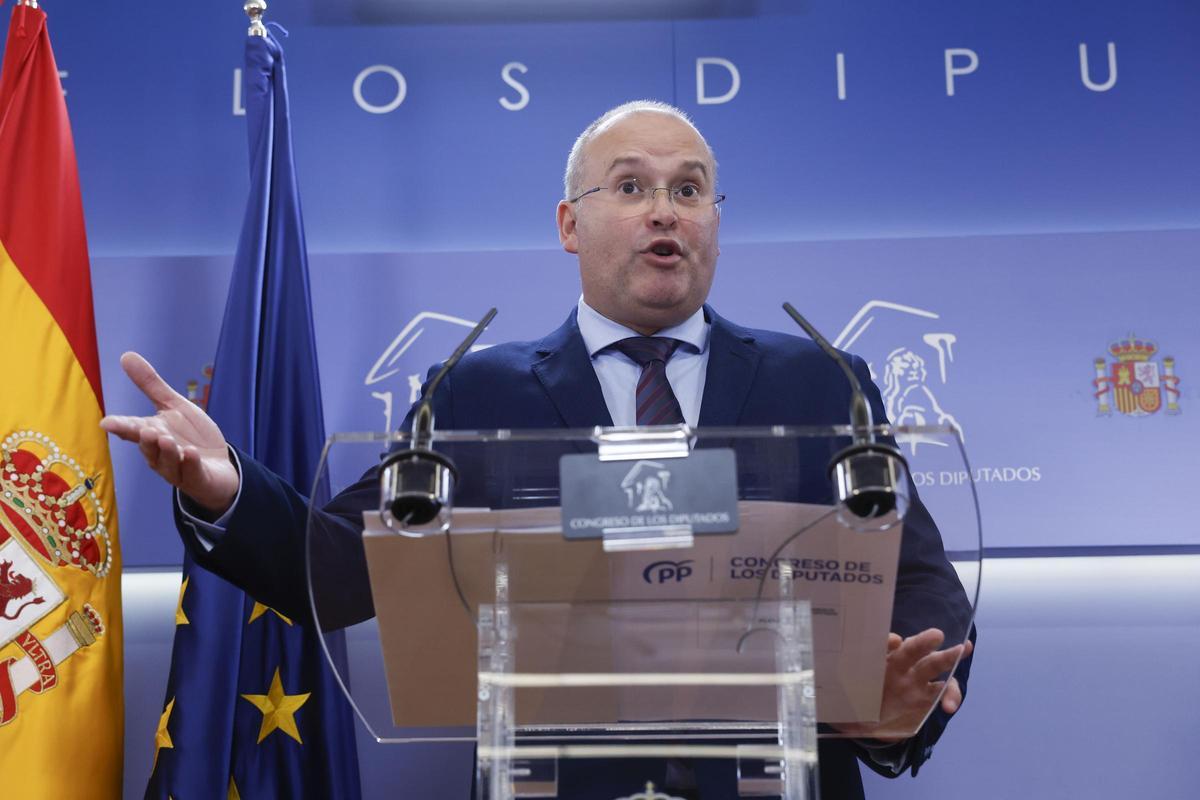 El portavoz del PP, Miguel Tellado, en el Congreso en una foto de archivo. . EFE/ Juan Carlos Hidalgo