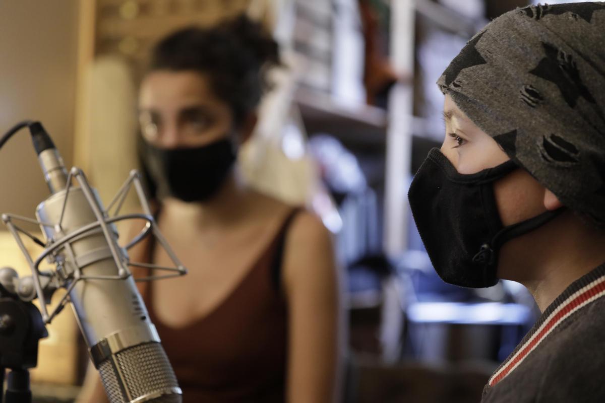 Aurora y Biel, hace unos días en el estudio de Xiula.