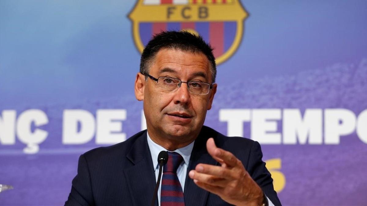 Josep Maria Bartomeu, en la rueda de prensa.