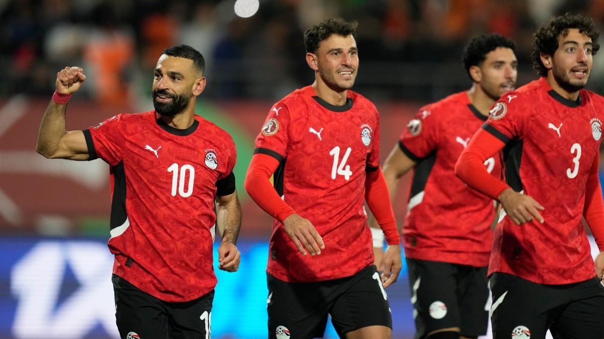 Mohamed Salah celebra un gol en la Copa África ante Costa de Marfil