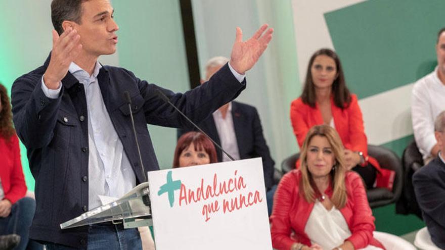 El presidente del Gobierno, Pedro Sánchez, durante su intervención en la reunión del comité director del PSOE-A en Sevilla.