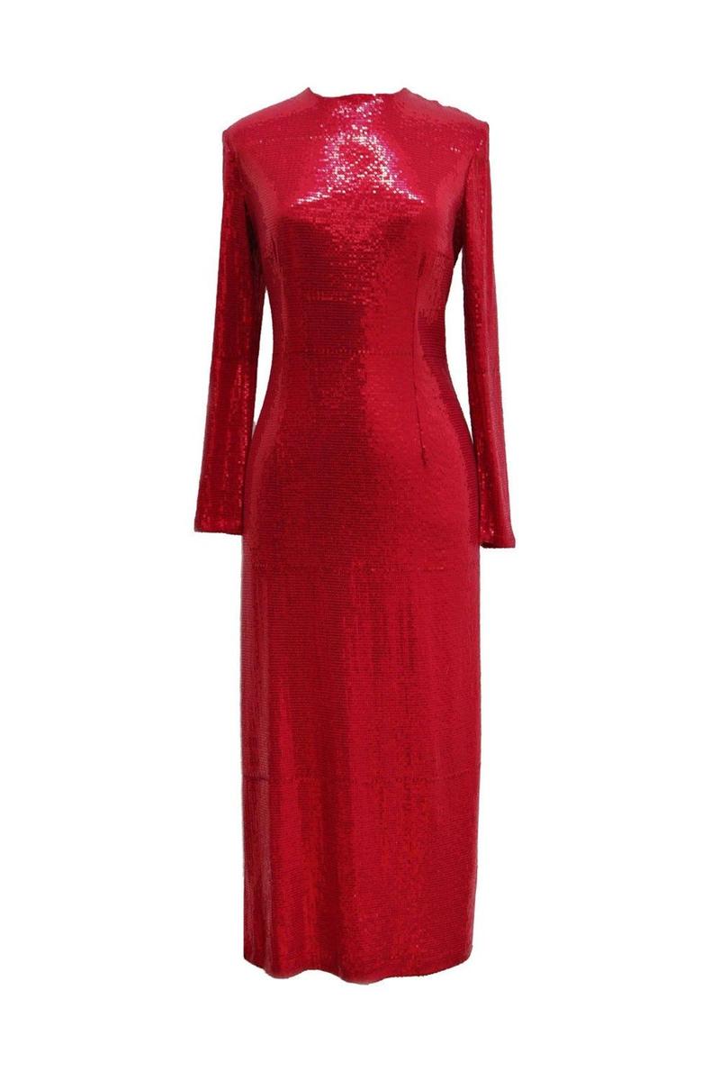 Vestido de lentejuelas en rojo de Mordisco de Mujer. (Precio rebajado: 145 euros)