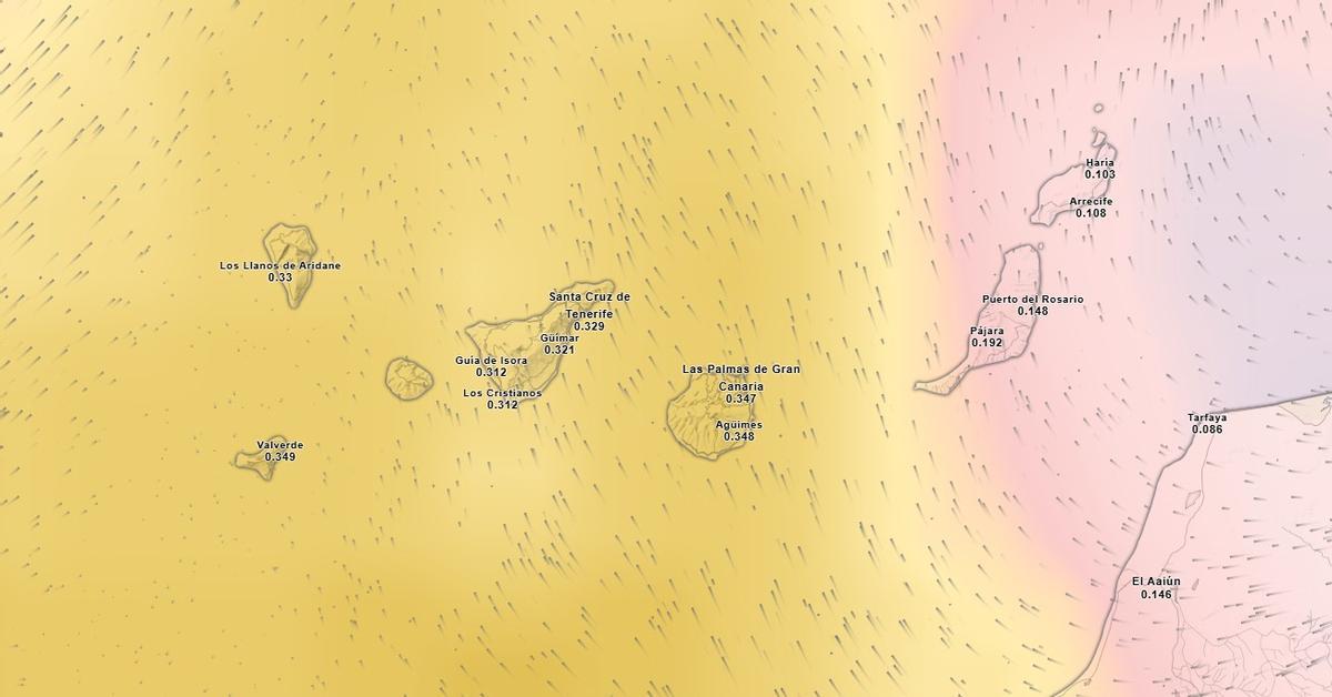 Mapa de calima para el martes