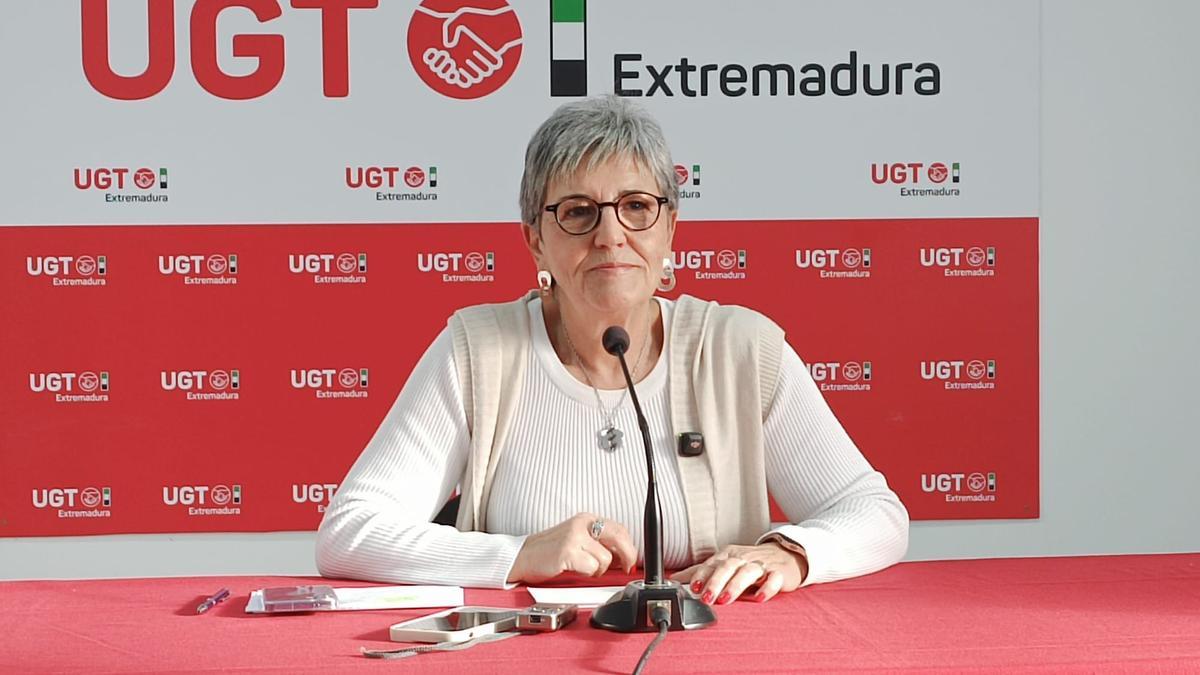 La secretaria general de UGT Extremadura, Patrocinio Sánchez, en