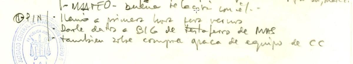 Apunte en el diario de Villarejo sobre el equipo de control de comunicaciones.